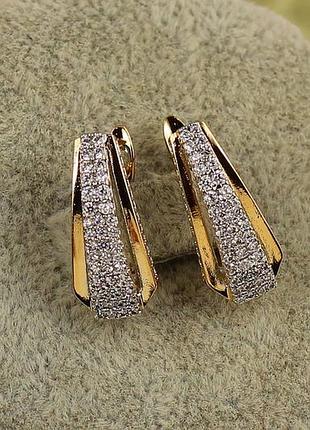 Сережки xuping jewelry призма з родієм 1,8 см золотисті