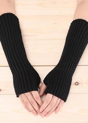 Митенки теплі чорні 30см one size