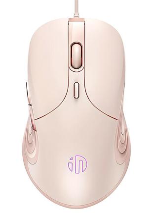 Мышь проводная inphic b8 игровая с регулируемой rgb подсветкой и 8800 dpi, розовая