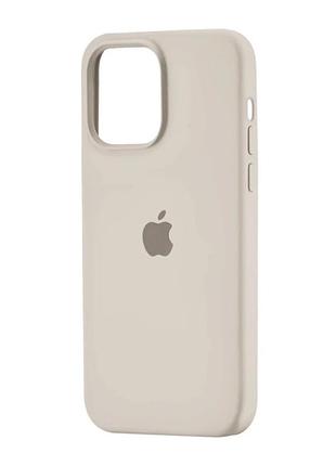 Чехол silicone case для iphone 14 pro soft touch микрофибра закрытый низ antique white 2
