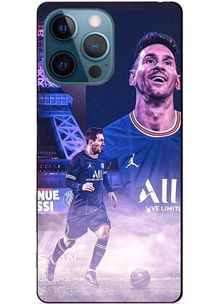 Силиконовый бампер чехол для iphone 16 pro с рисунком messi psg месси