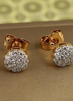 Серьги гвоздики xuping jewelry круг роскоши с родием 9 мм золотистые
