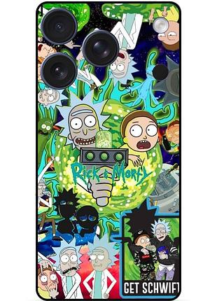 Силиконовый бампер чехол для iphone 17 pro с рисунком rick and morty рик и морти
