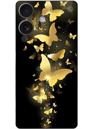 Чехол силиконовый бампер для iphone 17 с рисунком золотые бабочки мотыльки