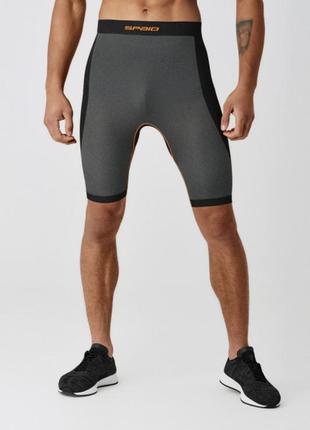 Термобелье шорты мужские spaio simple w01  черный/оранжевый1 фото