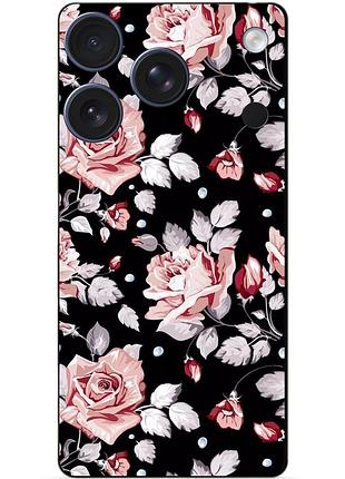 Чехол силиконовый бампер для iphone 17 pro max с рисунком розы цветы