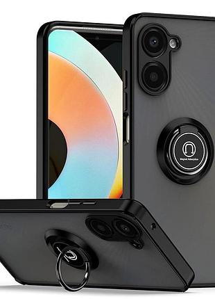 Чехол fiji colorframe для realme 10 pro 5g матовый бампер с кольцом подставкой black