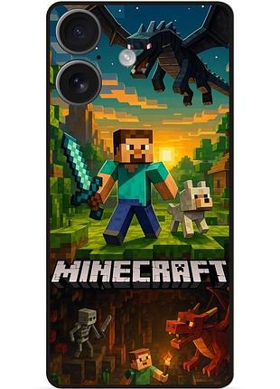Силиконовый чехол бампер для iphone 17 с картинкой майнкрафт minecraft