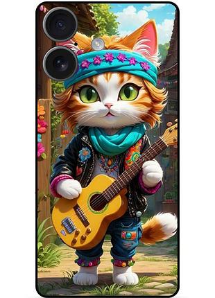 Силіконовий бампер чохол для iphone 17 з малюнком котик з гітарою