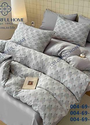 Комплект постельного белья трикотаж "сolorful home" двуспальный (цвета в ассортименте)