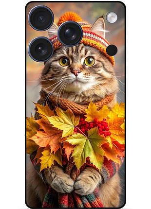 Силіконовий бампер чохол для iphone 17 pro max з малюнком кішка восени