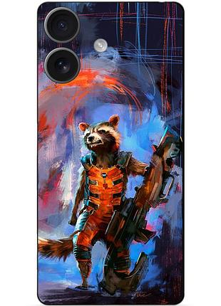 Чехол силиконовый бампер для iphone 17 с рисунком енот ракета стражи галактики