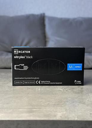 Перчатки одноразовые профессиональные нитриловые mercator black m