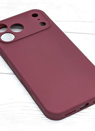 Чехол silicone case box для apple iphone 17 pro max бампер soft touch с микрофиброй бордовый №47 (без лого) 3