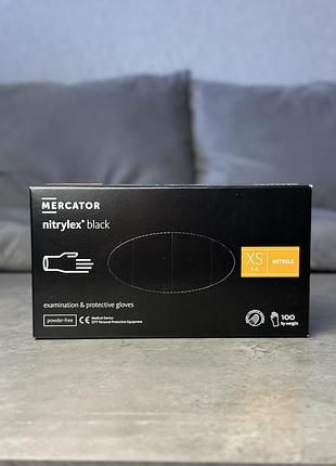 Перчатки одноразовые профессиональные нитриловые mercator black хs