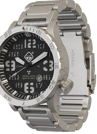 Тактичний годинник з титановим корпусом hazard 4 heavy water diver blacktie b silver кварцовий механізм
