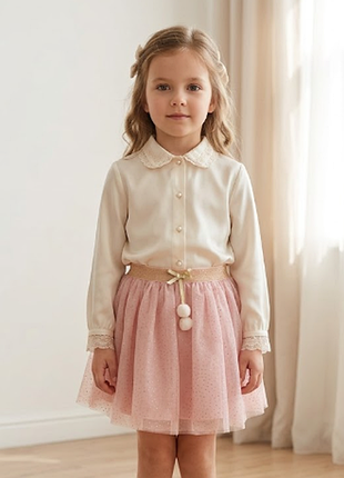 Рожева фатинова спідниця з блискітками для дівчинки 5-6 років 116