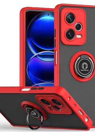 Чехол fiji colorframe для xiaomi redmi note 12 pro 5g матовый бампер с кольцом подставкой red