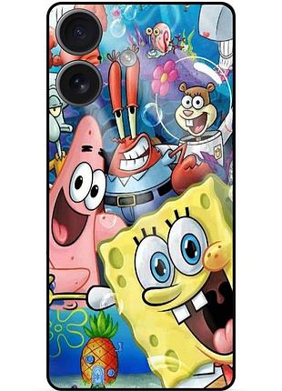Силиконовый бампер чехол для iphone 17 с рисунком губка боб sponge bob