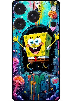Силиконовый чехол бампер для iphone 17 pro с картинкой sponge bob губка боб