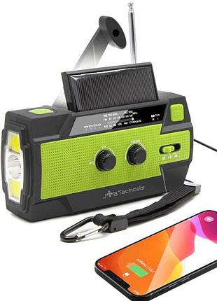 Аварийное портативное радио jb tacticals со светодиодным фонариком am/fm/wb радиоприемник с функцией power bank на 4000 мач