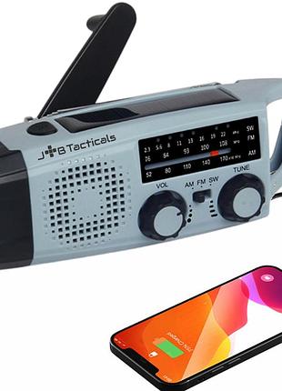 Аварийное портативное радио jb tacticals со светодиодным фонариком am/fm/wb радиоприемник с функцией power bank на 2000 мач