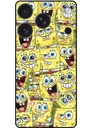 Силиконовый чехол бампер для iphone 17 pro с рисунком губка боб sponge bob
