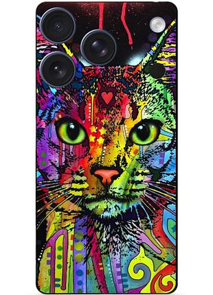 Силіконовий чохол бампер для iphone 17 pro max з малюнком неоновий кіт