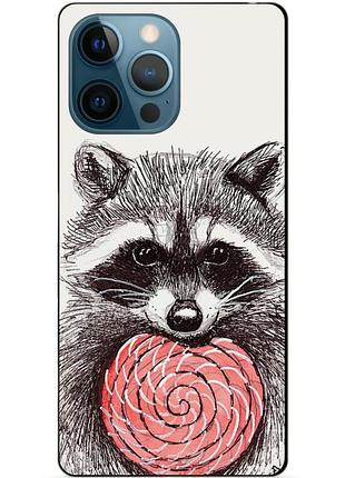 Чехол силиконовый бампер для iphone 16 pro с рисунком енот