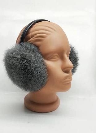 Наушники меховые детские из кролика графитовый