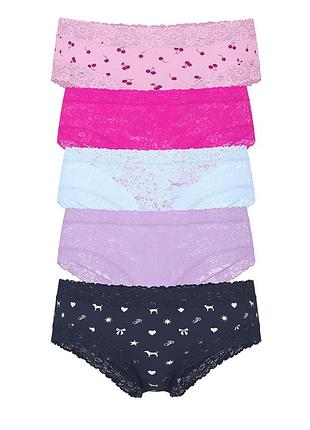 Набор трусиков victoria's secret pink чики с кружевом