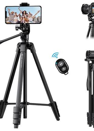 Алюмінієвий штатив для камери, смартфона k&f concept s174a1 з пультом дк (висота 1,5м, вантажопідйомність 3кг) (kf09.125)