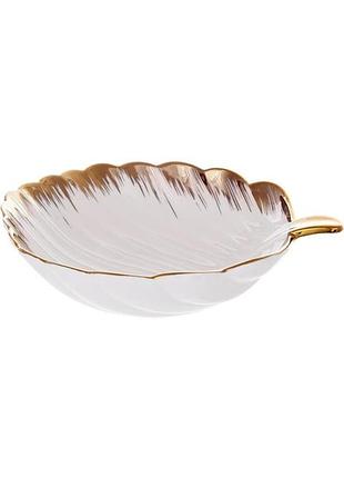 Салатники фарфоровые gold luxury "золотой лист", набор 2 салатника 25х21см