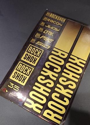 Золотой металлик наклейки на вилку рокшок рок шок rock shox велосипеда пайк 35 яри джуди judi yary pike sid полоски пленка 091
