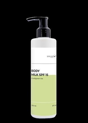 Молочко для тела после депиляции с spf 15 алое&зеленый чай 250мл. epilax