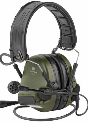 Профессиональные активные наушники peltor comtac vi nib headset nato wired (олива) (mt20h682fb-86n), вертикальные с 1 аудиовыходом
