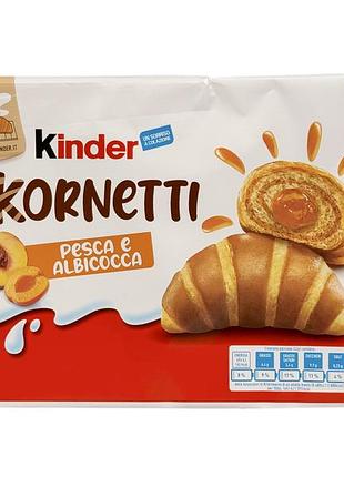 Круасаны kinder с персиковым и абрикосовым джемом kornetti pesca e albicocca, 252 г