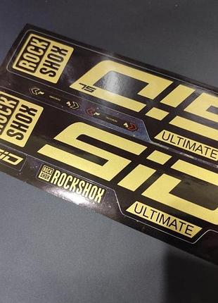 Золотой металлик наклейки на вилку перья рокшок рок шок rock shox велосипеда сид sid 2023 sl сл пленка 091