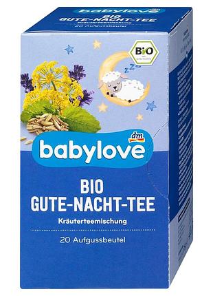 Органический травяной био чай babylove для младенцев, для легкого засыпания с 5 месяцев 35 гр (20пакетиков), от dm (германия)