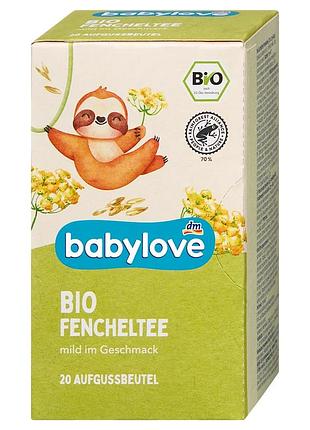 Дитячий органічний біо чай babylove з фенхелем, для дітей з 5 місяців, 40 гр, від dm (німеччина)
