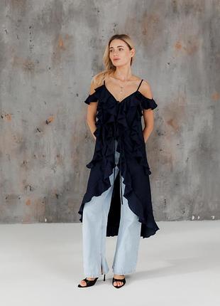 Вишукана жіноча блуза з воланами тенсел віскоза