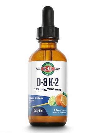 D3 k2 dropins 125mcg - 2 oz citrus для поддержки костной системы