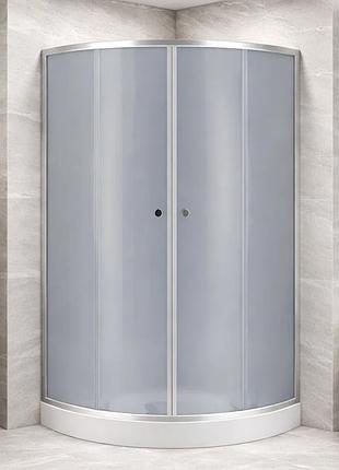 Набор:душевая кабина lidz latwa sc 80x80x185 sat.low.gr, полукруглая, стекло тонированное 4 мм + душевой поддон kupala st80x80x16
