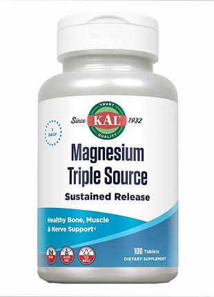 Магний продолжительного действия magnesium sustained release triple source 500mg - 100 tabs для поддержки