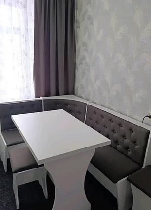 Уголок кухонный со столом и 2 табурета 114х154 см семейный - белый