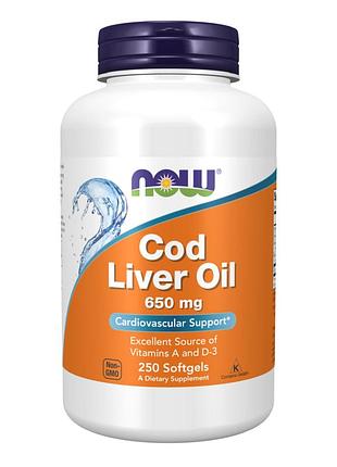 Риб'ячий жир cod liver oil 650mg - 250 sgels для підтримки здоров'я