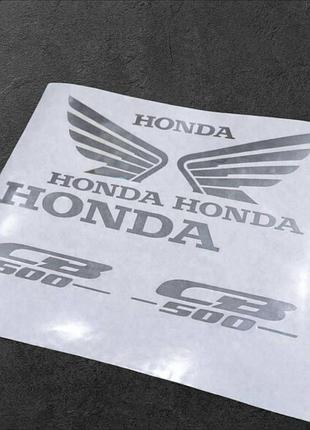 Серебристий металік комплект наклейки на мотоцикл бак пластик honda cb 500 наклейки на мотоцикл бак пластик хонда сб