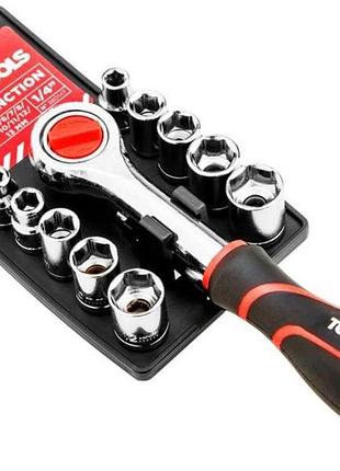Набір торцевих головок top tools, 1/4", з тріскачкою, 12шт