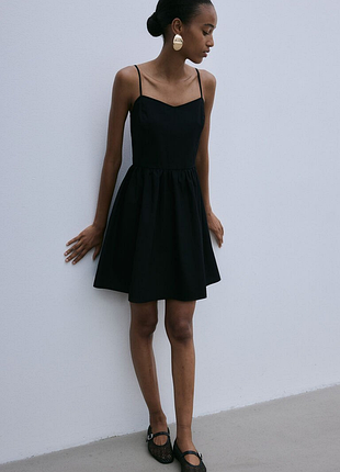 Черное хлопковое платье от h&amp;m