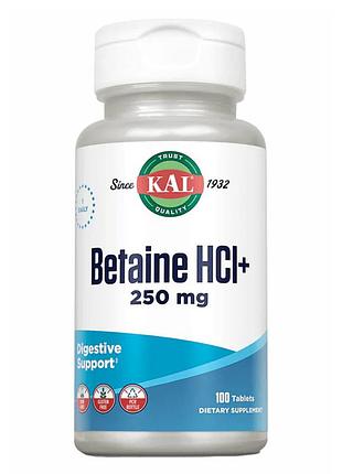 Бетаин hcl плюс 250mg betaine hcl plus 250mg - 100 tabs для улучшения пищеварения